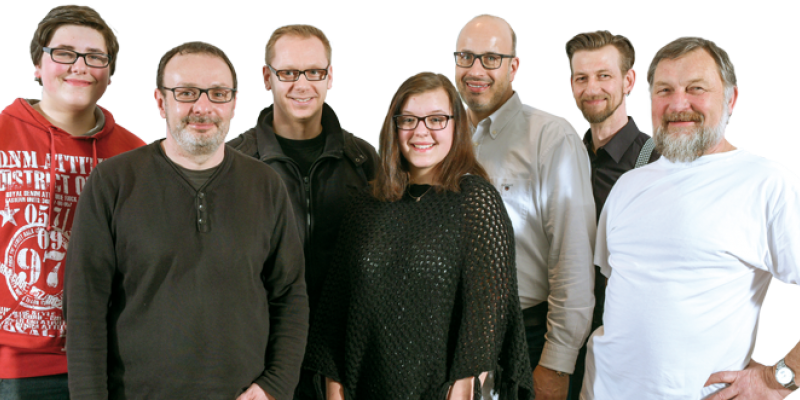 Shane Steinberg, Teamchef Sven Kühne, Sven Strickmann, Leandra Steinberg, Lars Helmer, Guido Erlenkötter und Viktor Altemark
