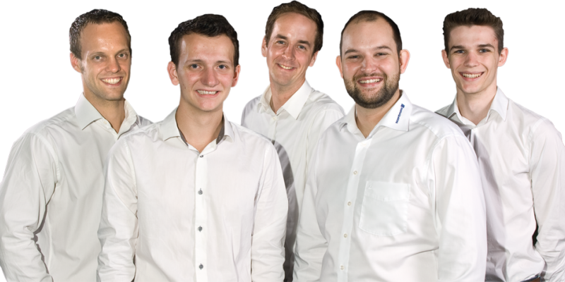 Marco Helfbernd, Jakob Sandfort, Lars Effertz, Michael Altemark und Jonas Price. Auf dem Bild fehlen Viktor Altemark, Max Daßler und Stefan Schneider.